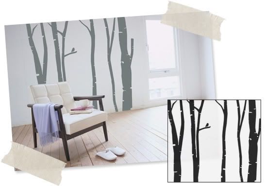 Birch trees in winter wall decal