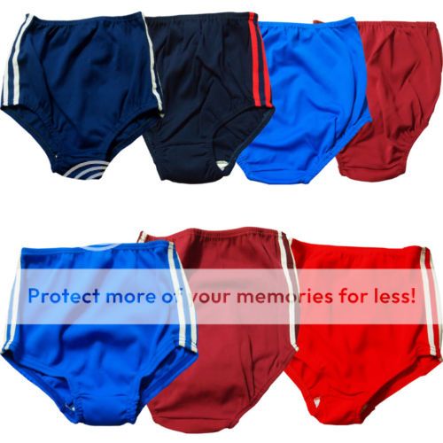 School PE Gym Knickers plain and striped Stretch RETRO Red Green Royal ...
