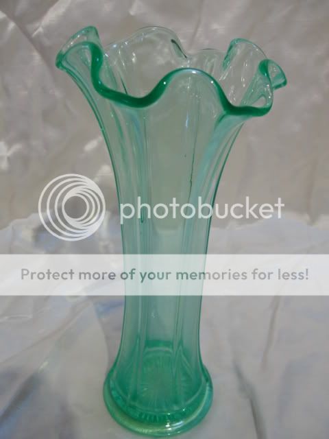 Vintage Vaseline Uranium Glass Tree Trunk Vase 9.5”  